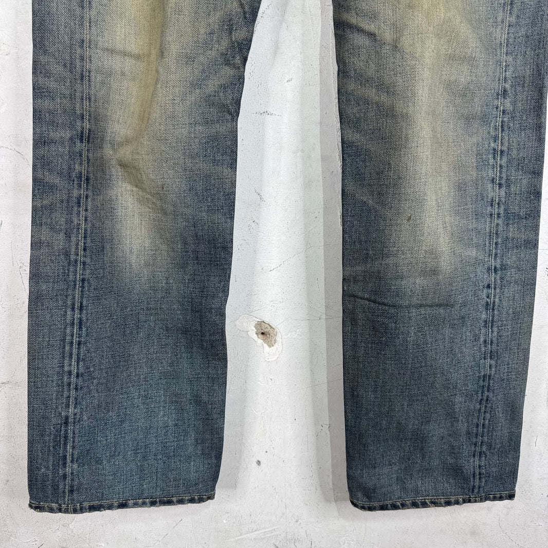 RRL Faded Medium Wash Straight Legged Jeans