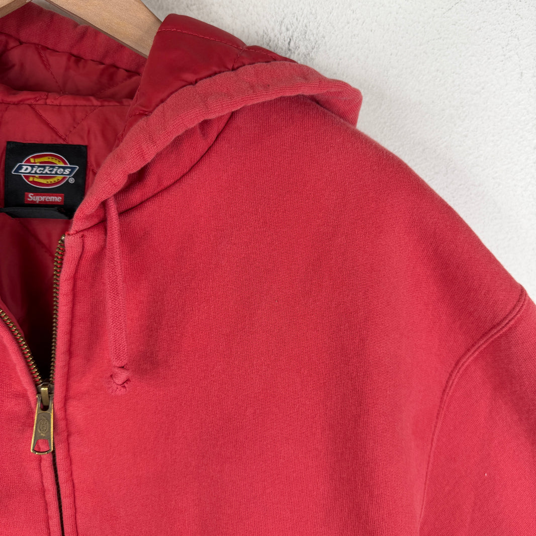 Supreme Dickies Quilted Lined Red Zip Hoodie