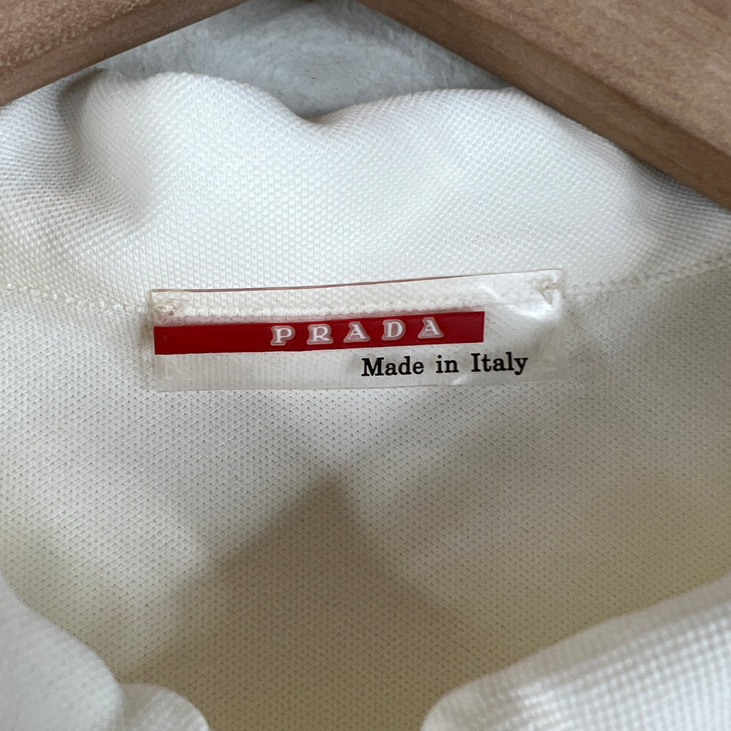 Prada White Zip Up Polo T-Shirt