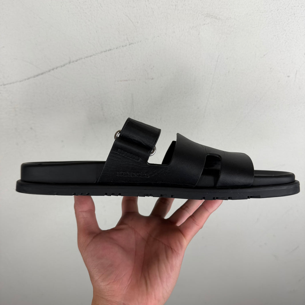 Hermes Black Chypre Sandals