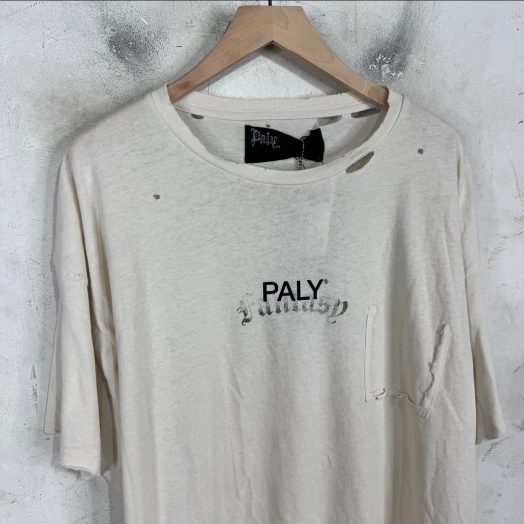 Paly White Ripped Pocket Logo T-Shirt