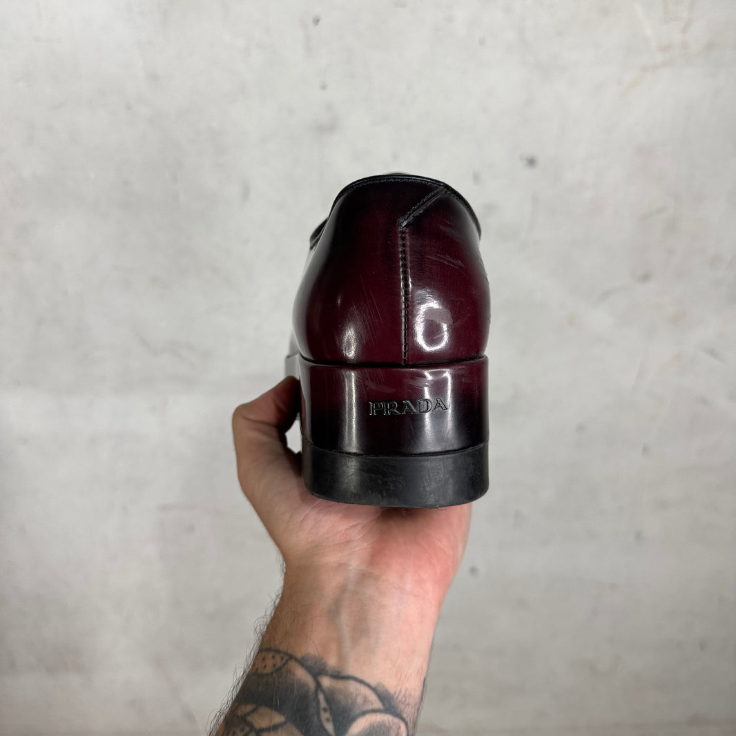 Prada Oxblood Garnet Brushed Derby's
