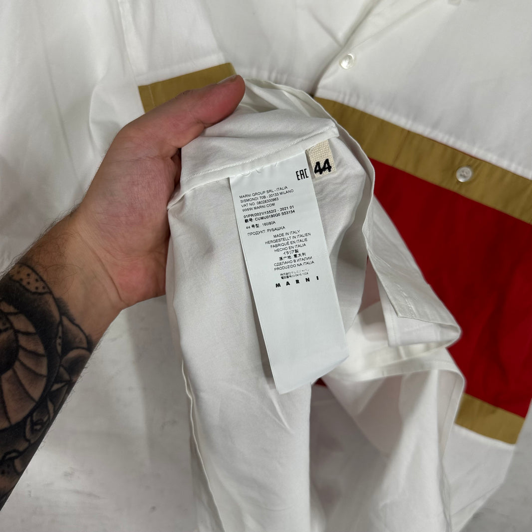Marni White Striped Pocket S/S Shirt