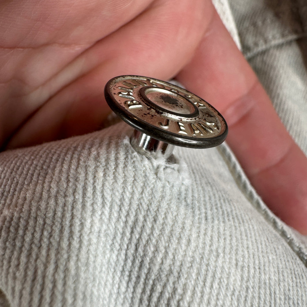 Balenciaga Distressed White Oversized Denim Jacket