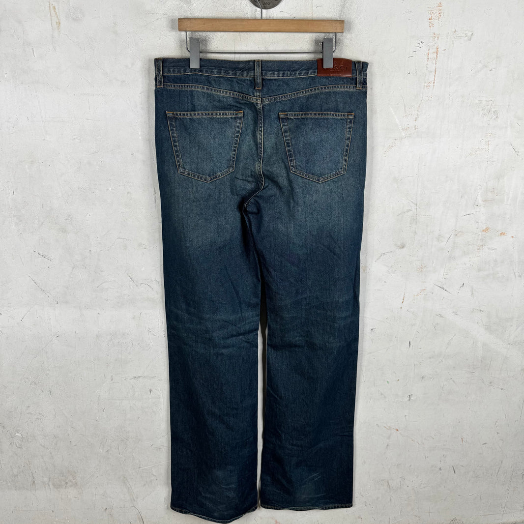 Gucci Washed Blue Horsebit Jeans