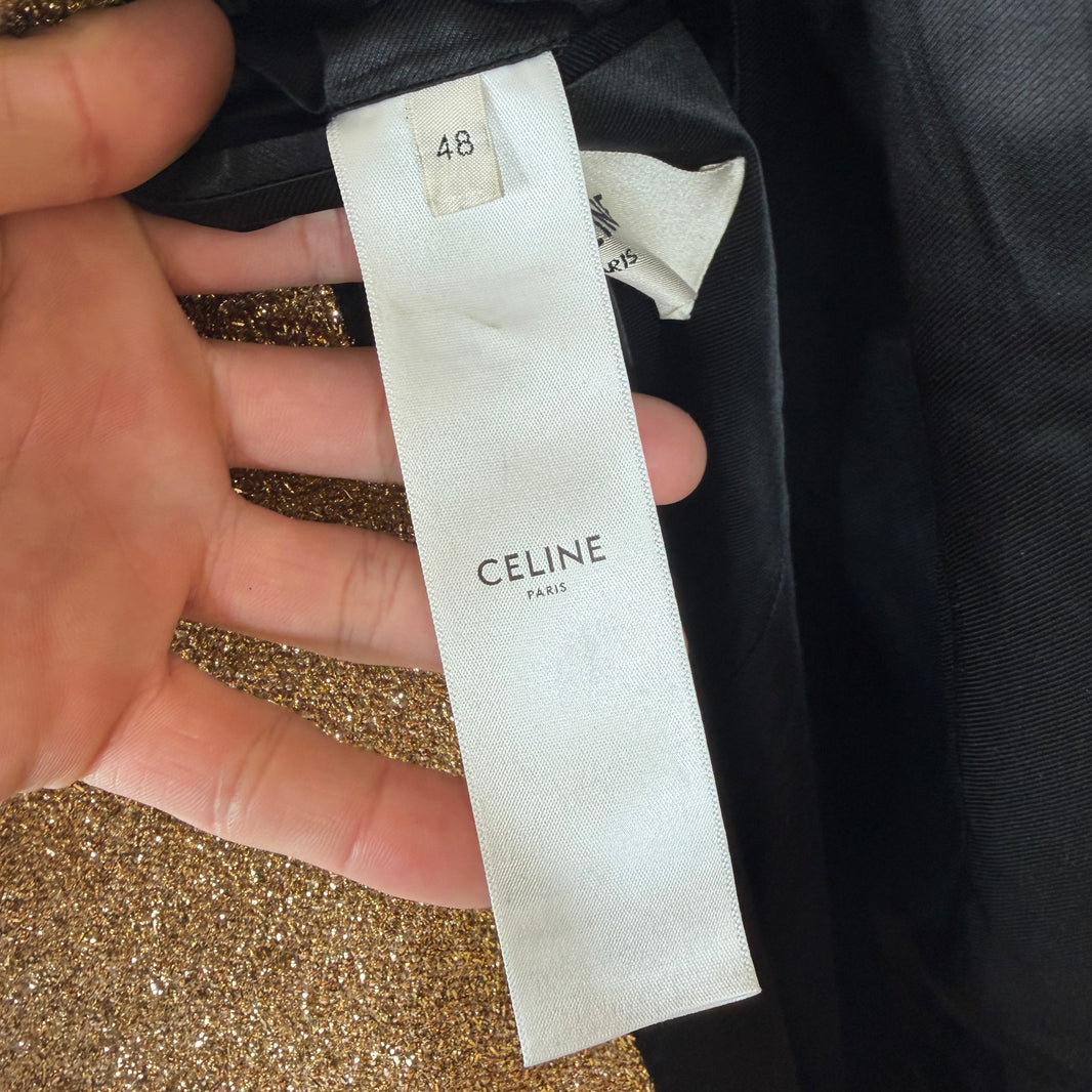 Celine Gold Metallic Tweed Coat