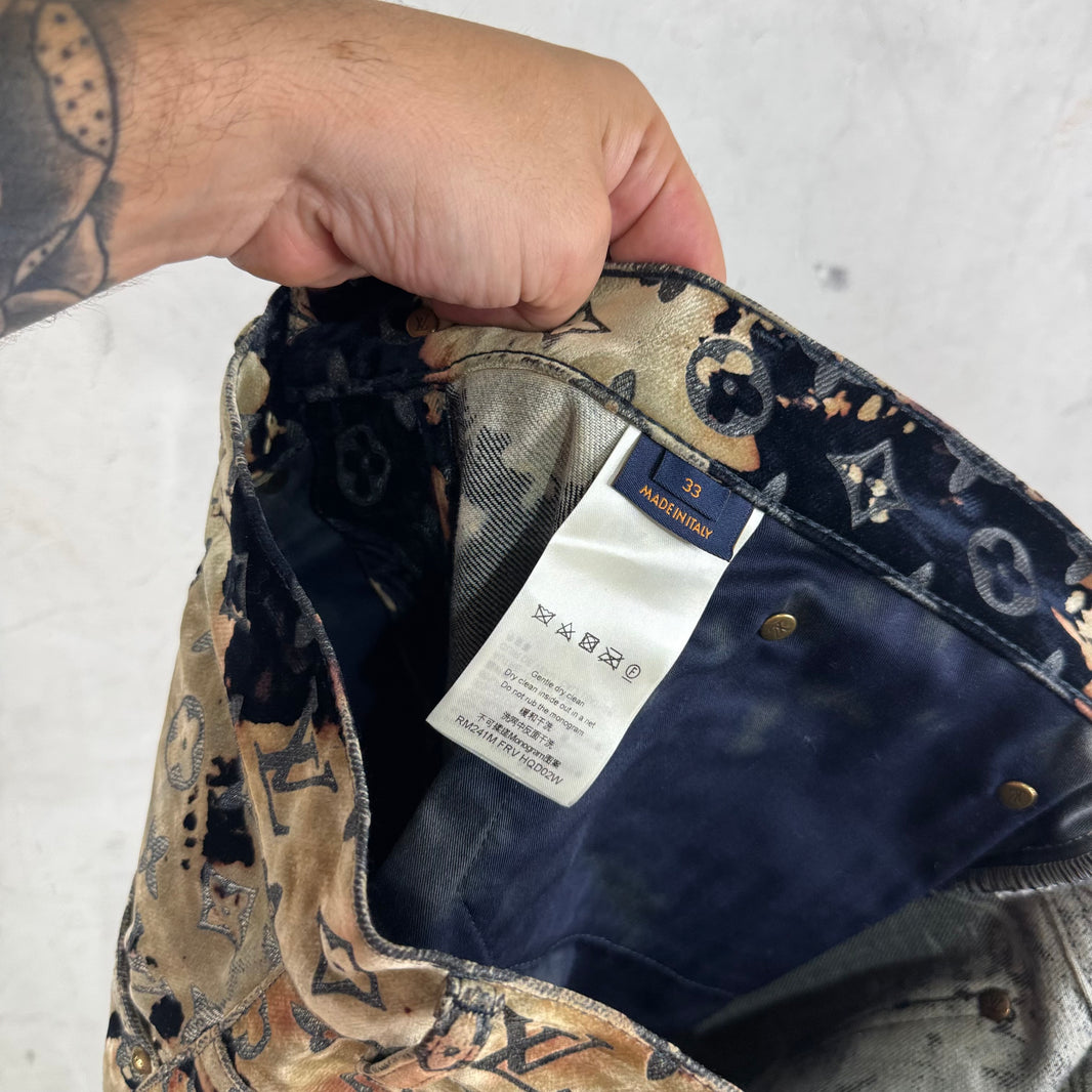 Louis Vuitton Velvet Monogram Bleached Jeans