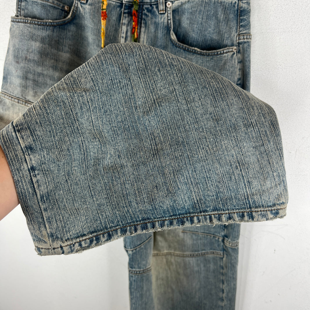 Balenciaga Paneled Drawstring Baggy Denim Jeans