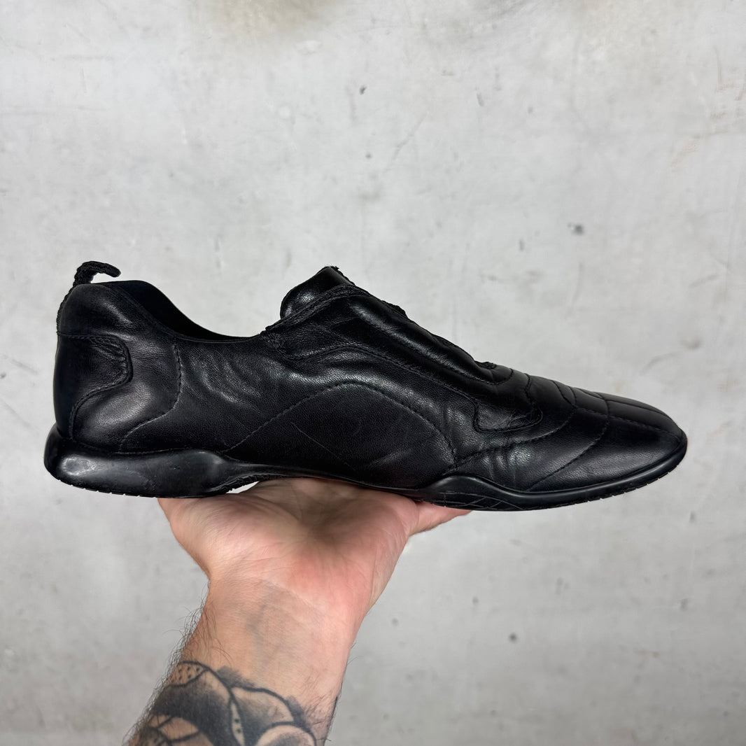 Prada Black Quilted Flat Leather Sneakers