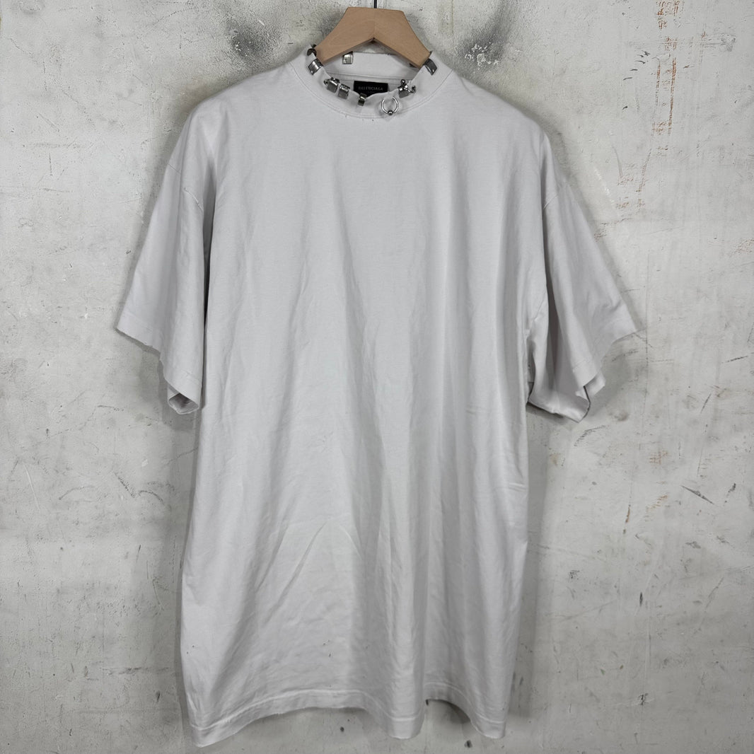 Balenciaga Pierced Collar Distressed T-Shirt
