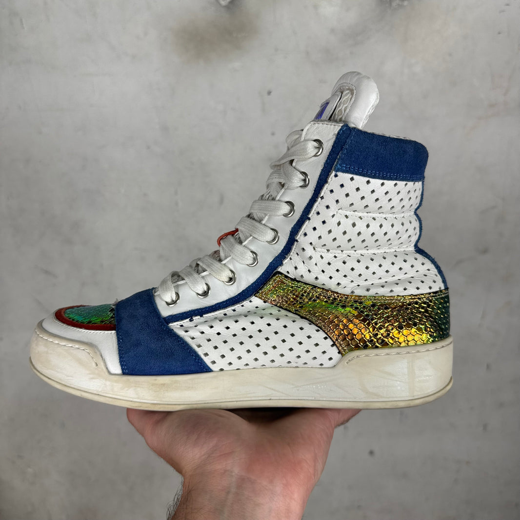 Balmain Paneled Leather High Top Sneakers