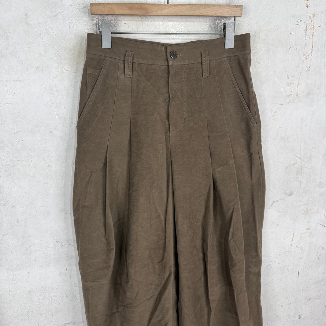 Brunello Cucinelli Pleated Moleskin Wide Trousers