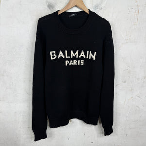 Balmain Logo Knit Sweater Black
