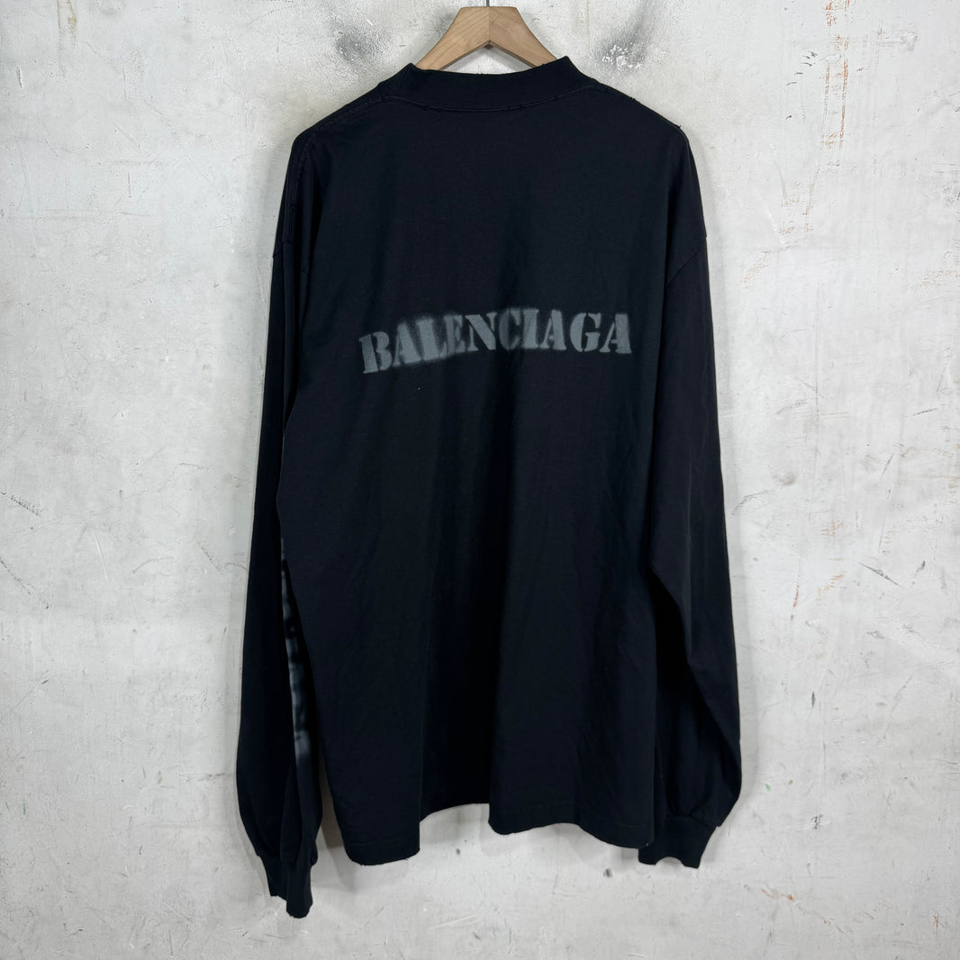 Balenciaga Sprayed Logo L/S T-Shirt