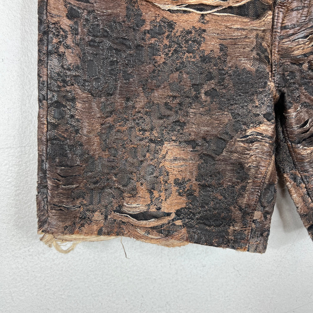 Acne Studios Roman Distressed Waxed Denim Shorts