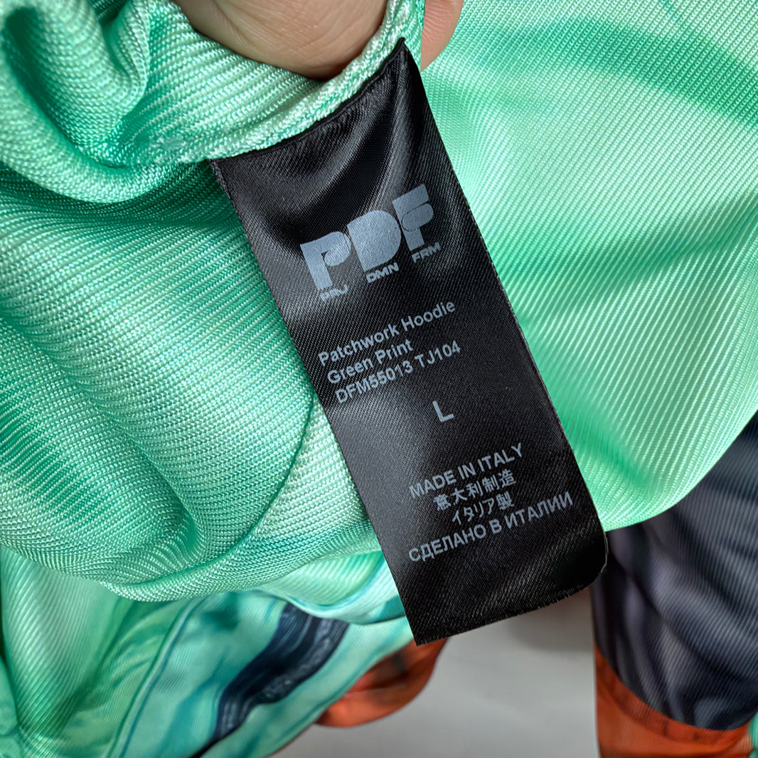 PDFCHANNEL Green/Orange Patchwork Hoodie