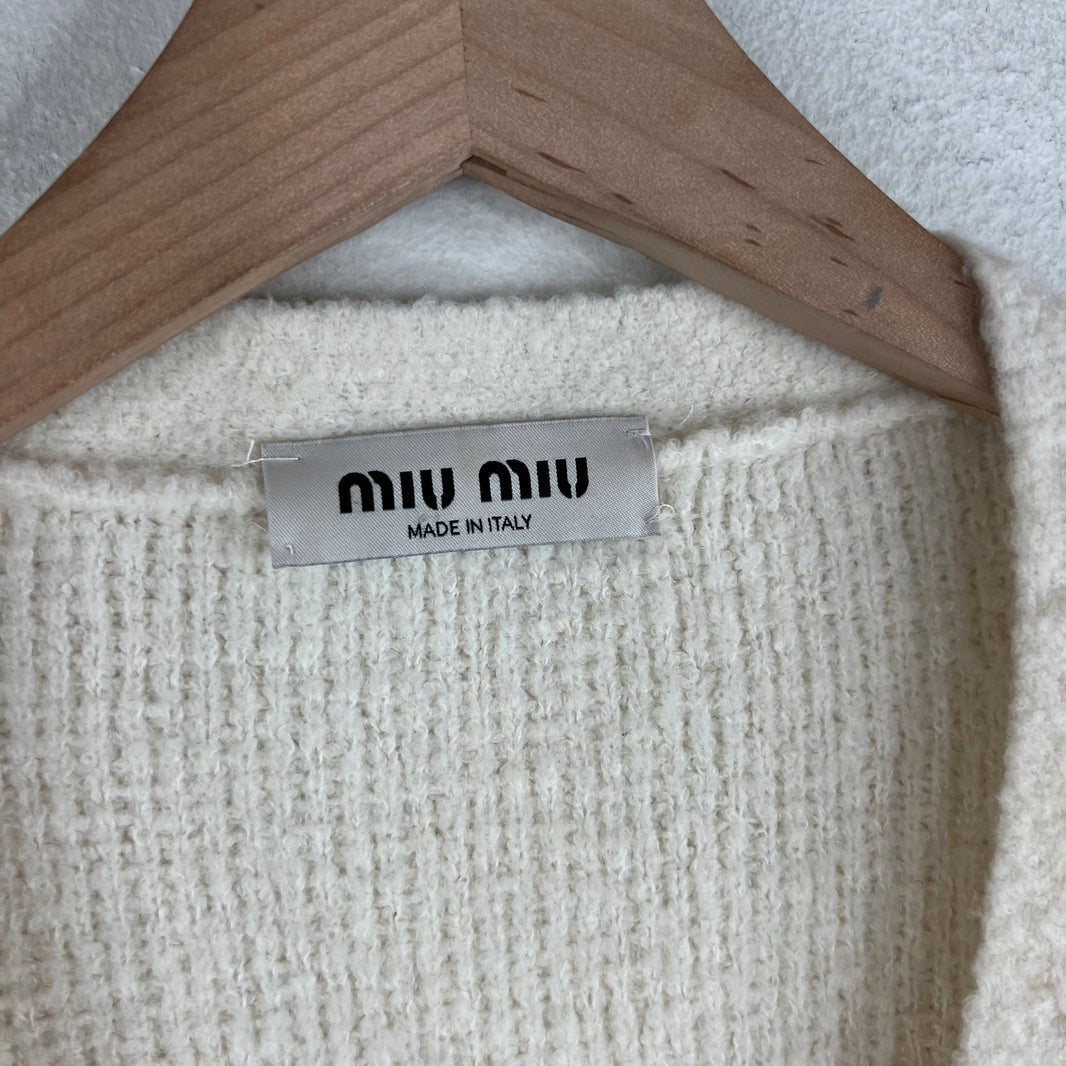 Miu Miu White Wool Cardigan