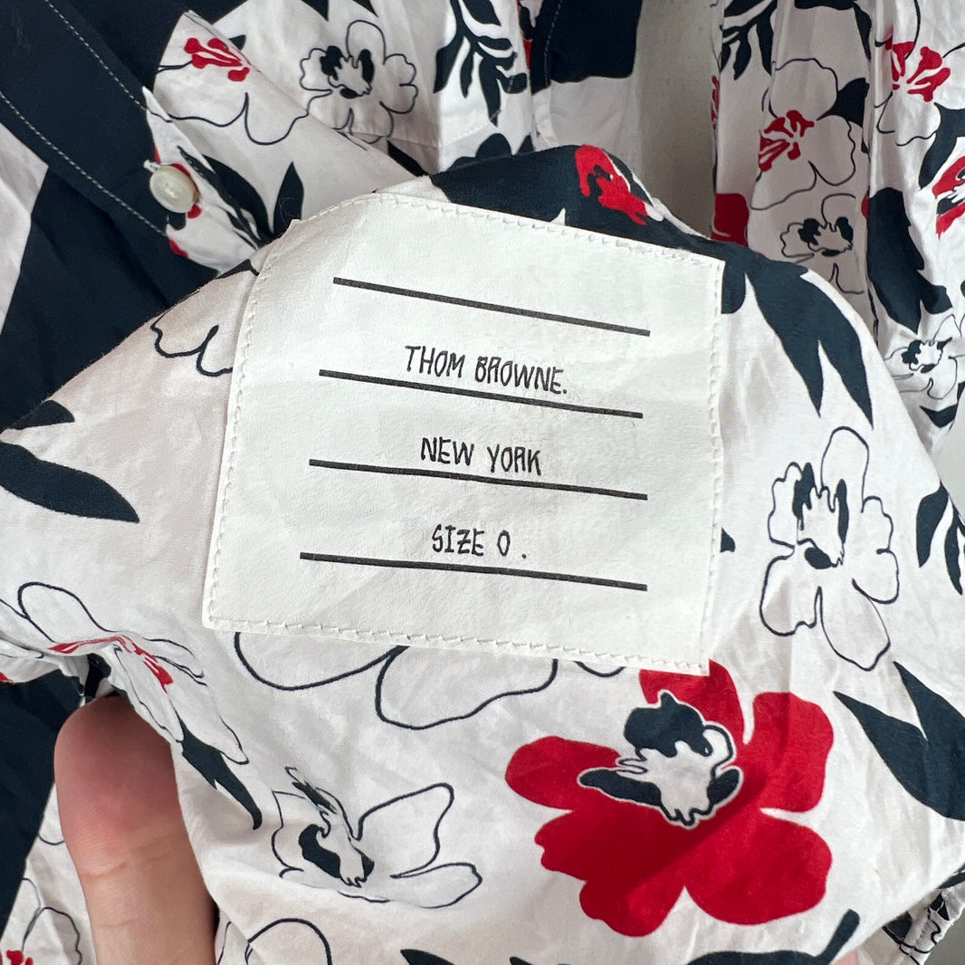 Thom Browne Floral Striped Button Up Shirt