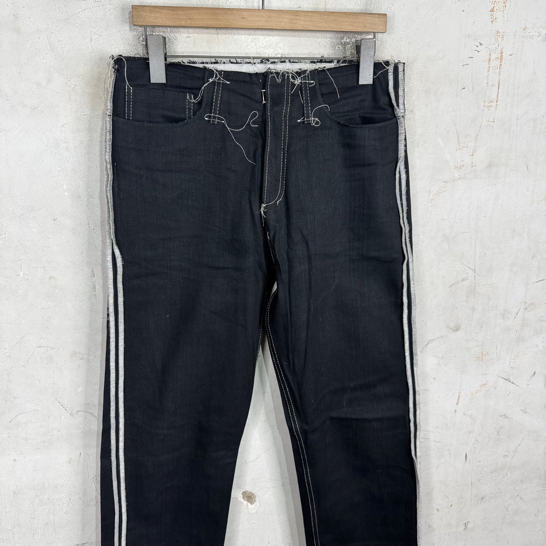 Margiela Reverse Seam Frayed Waistband Jeans