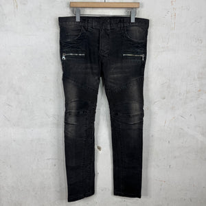 Balmain Faded Wash Biker Jeans