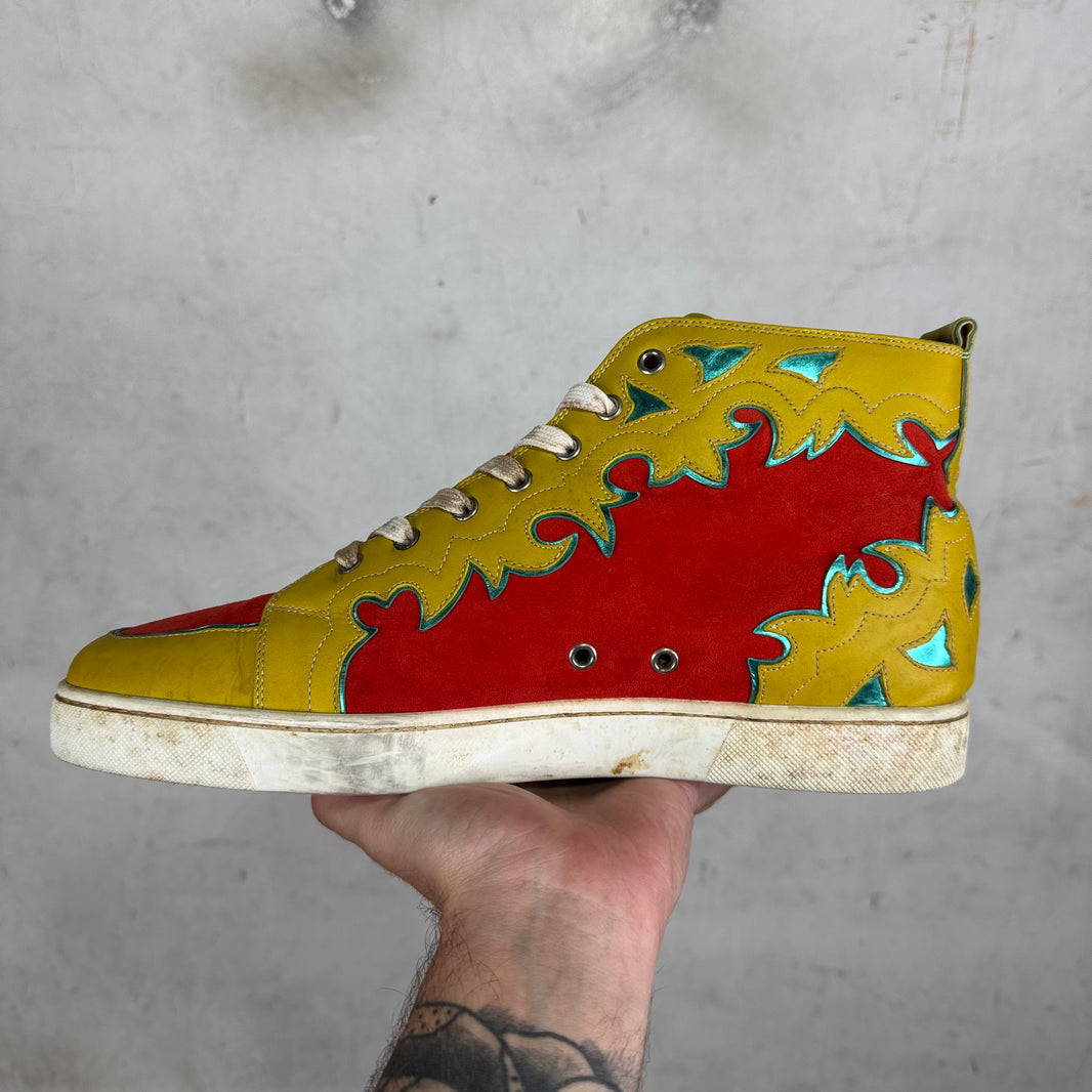 Christian Louboutin Orange/Yellow Cutout Sneakers