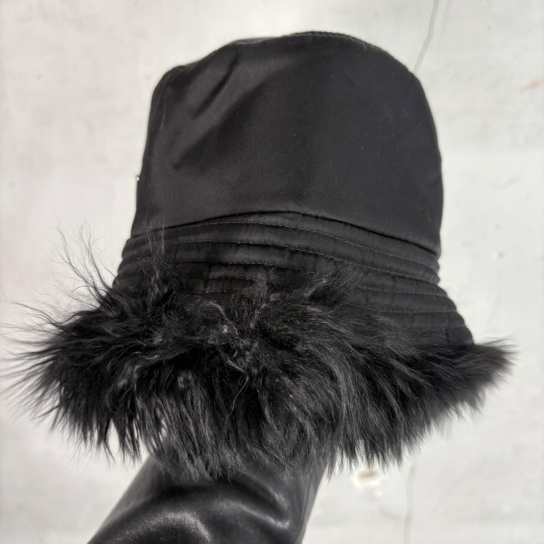 Prada Fur Lined Nylon Bucket