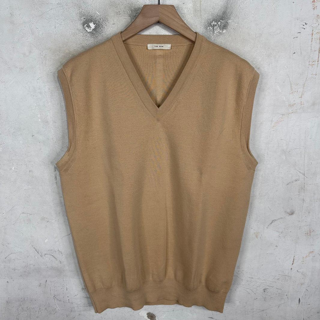 The Row Wool Tan Sweater Vest