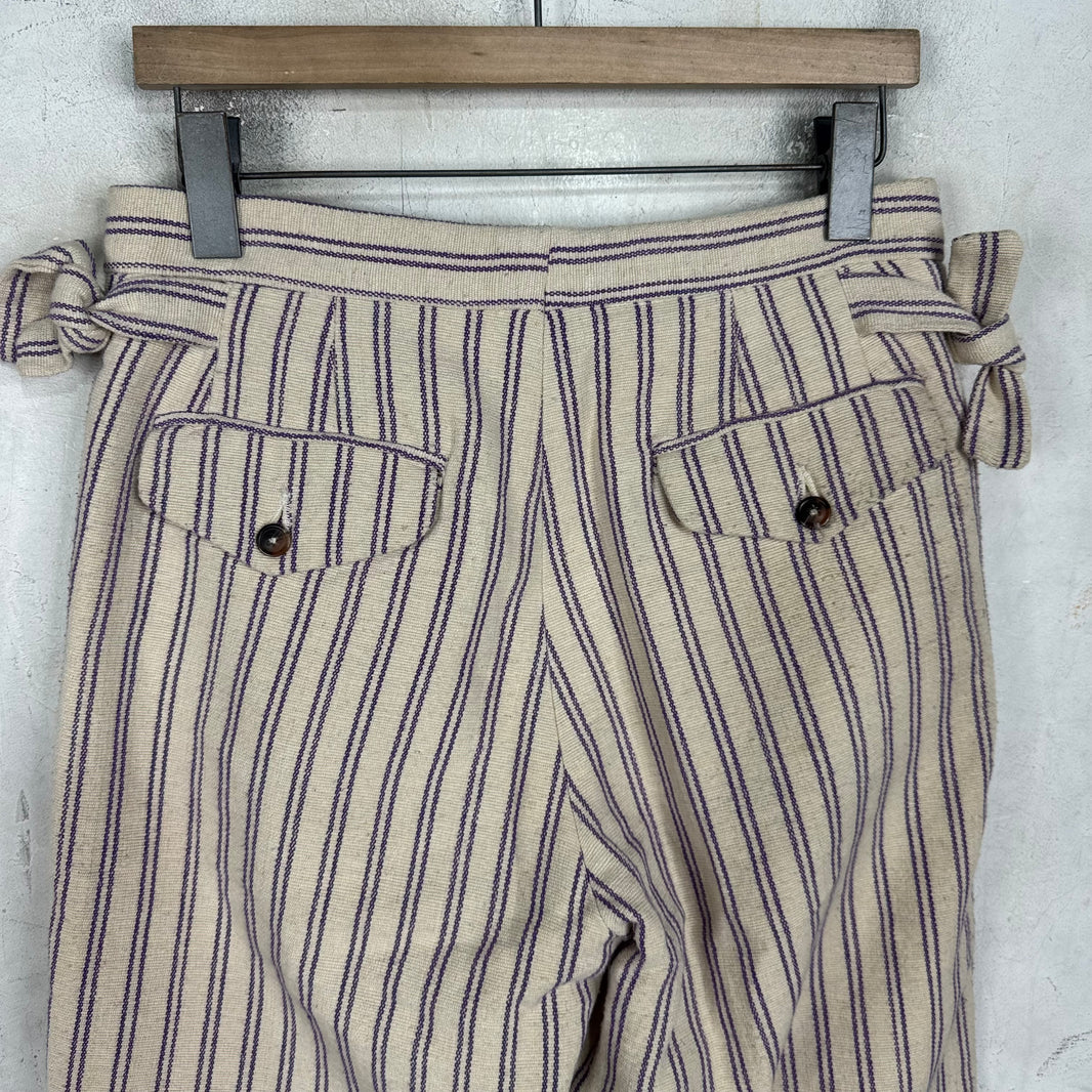 Bode Beige Purple Pinstriped Trousers