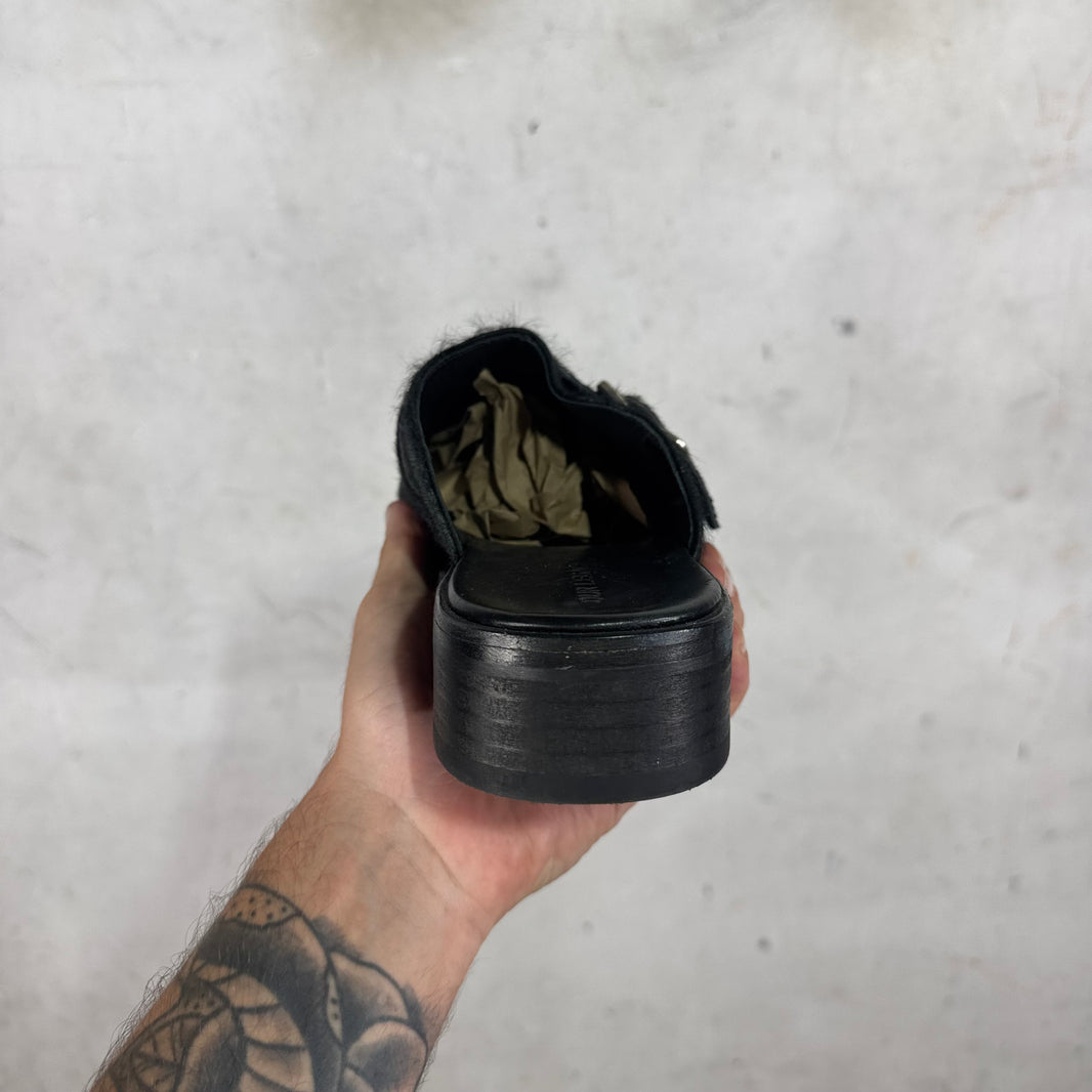 Our Legacy Black Ponyhair Camion Mules