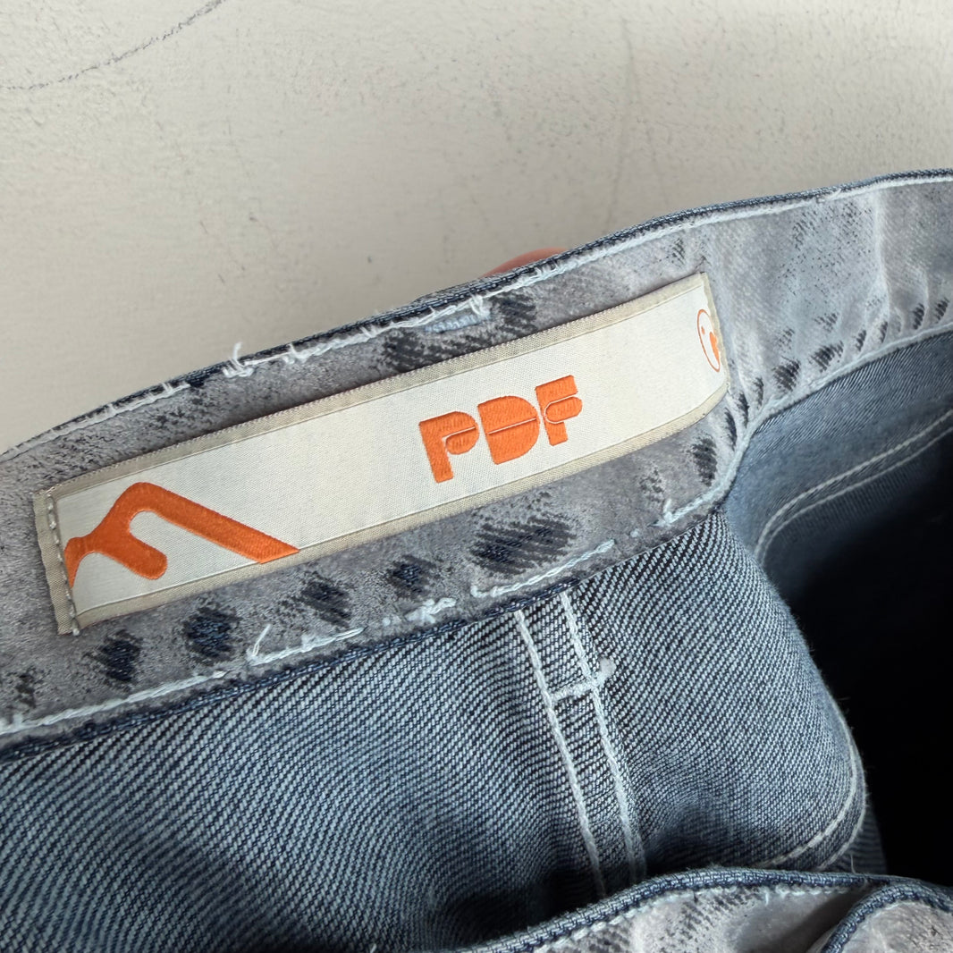 PDFCHANNEL Grey Felt Coated Baggy Jeans
