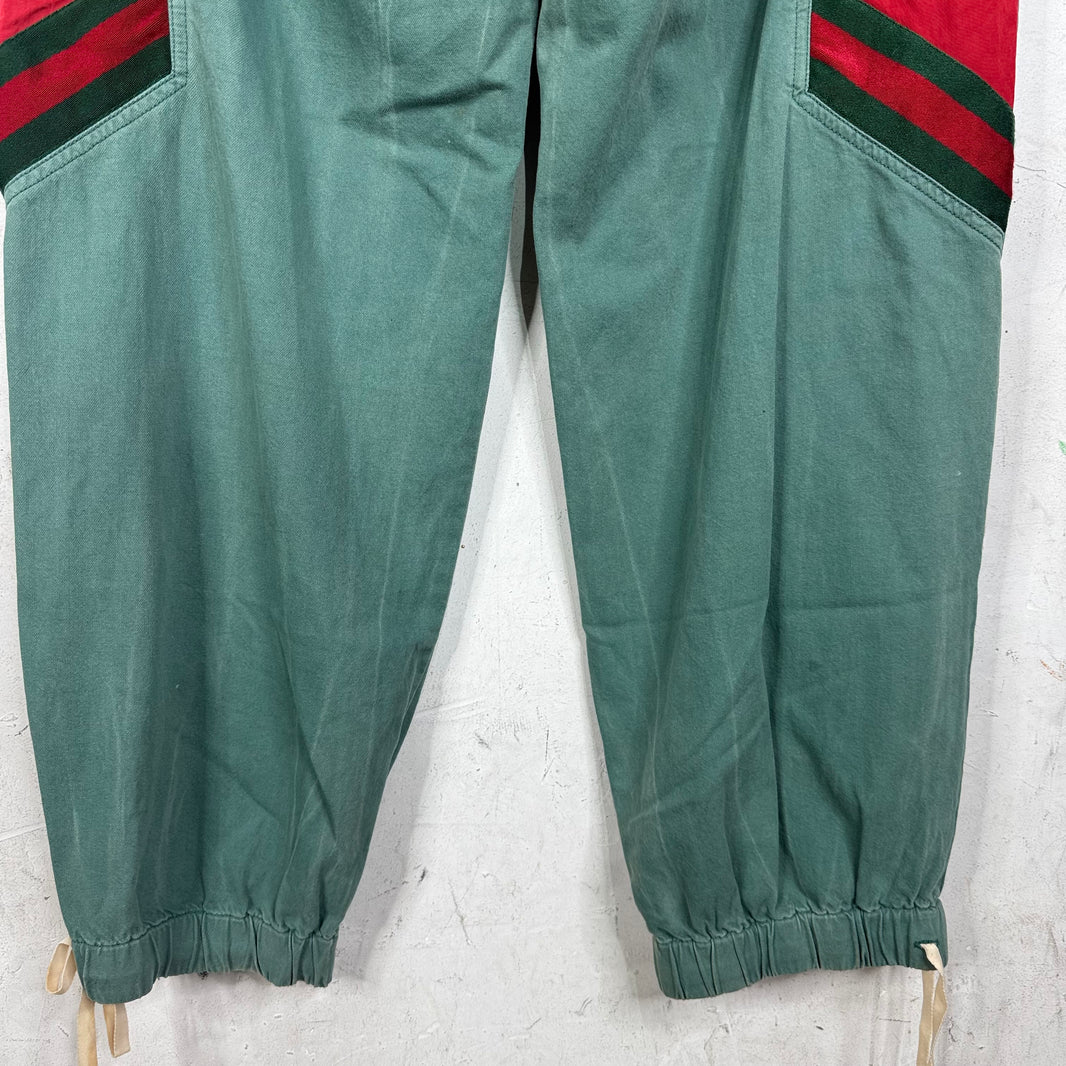 Gucci Green Paneled Nylon Pants
