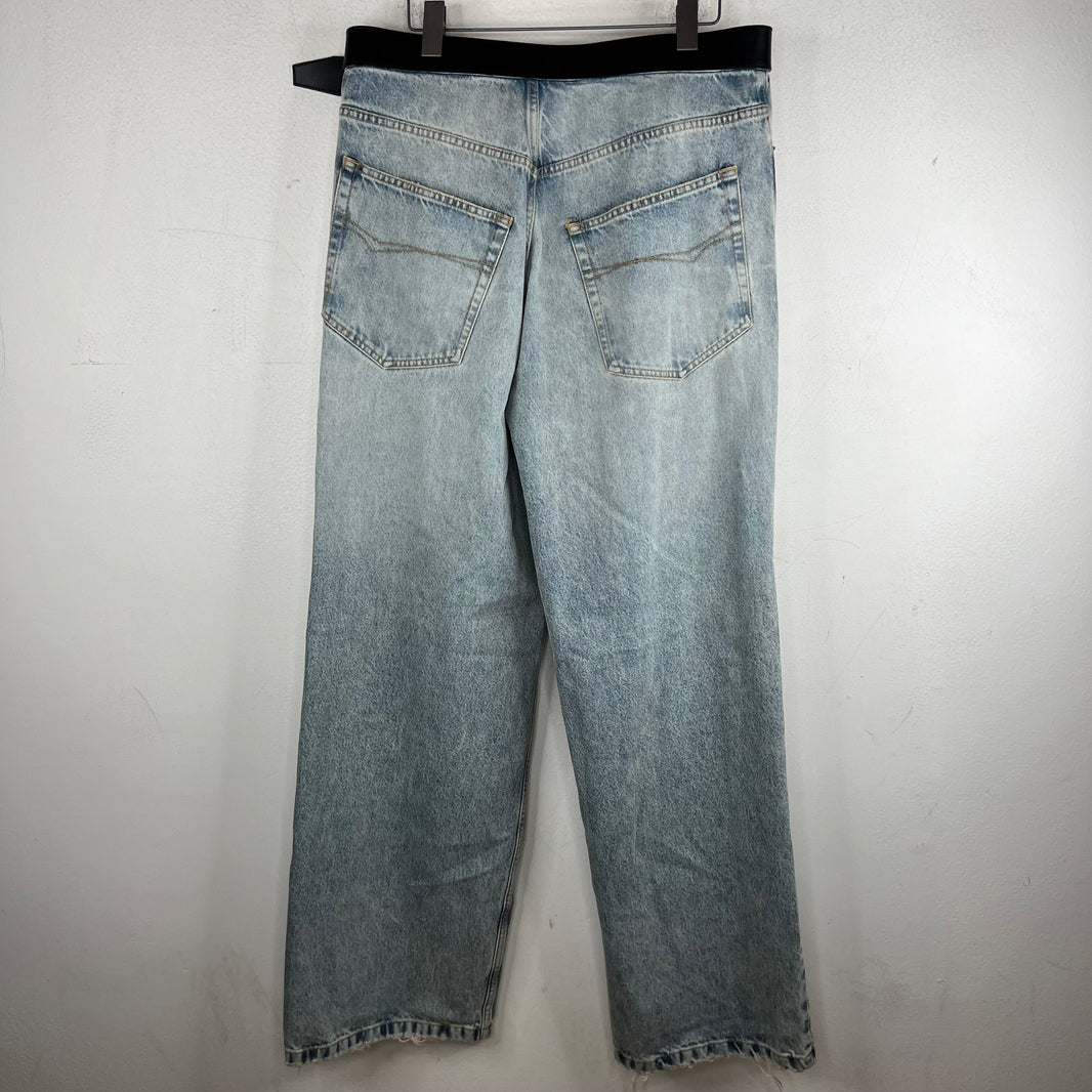 Balenciaga Sample Belted Baggy Distressed Jeans