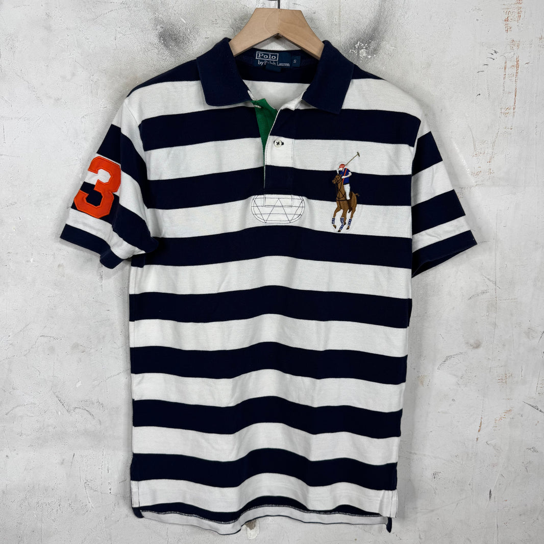 Ralph Lauren Navy Striped Realistic Big Pony Polo
