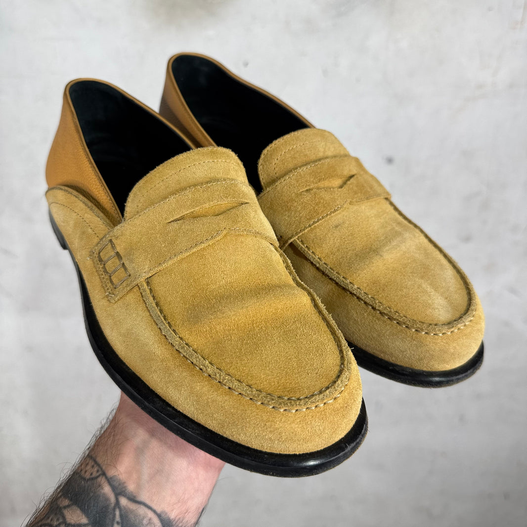 Loewe Tan Suede/ Leather Fold Down Loafers