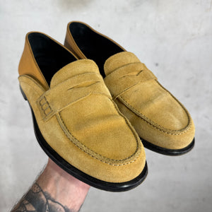 Loewe Tan Suede/ Leather Fold Down Loafers