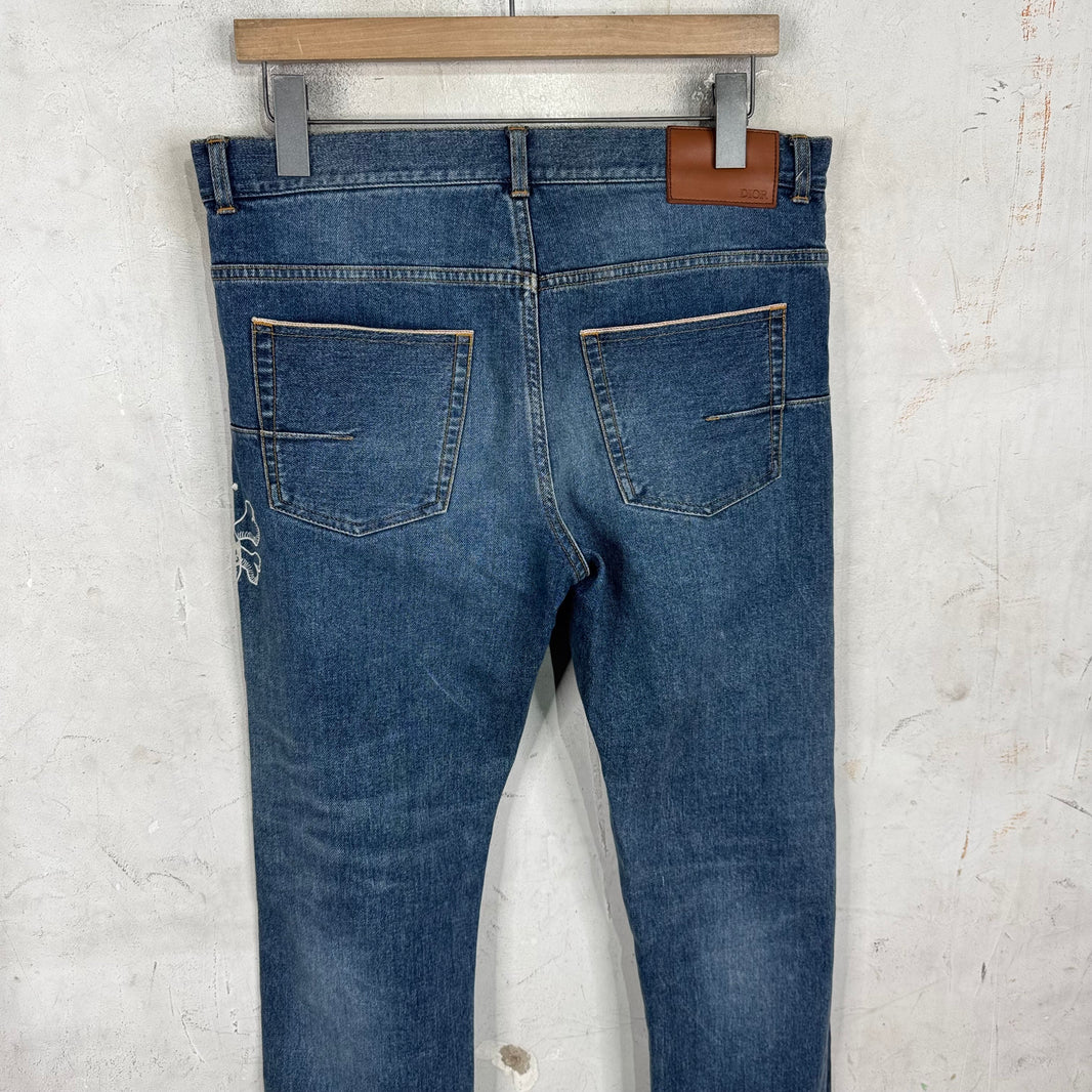 Dior Shawn Stussy Bee Embroidered Jeans