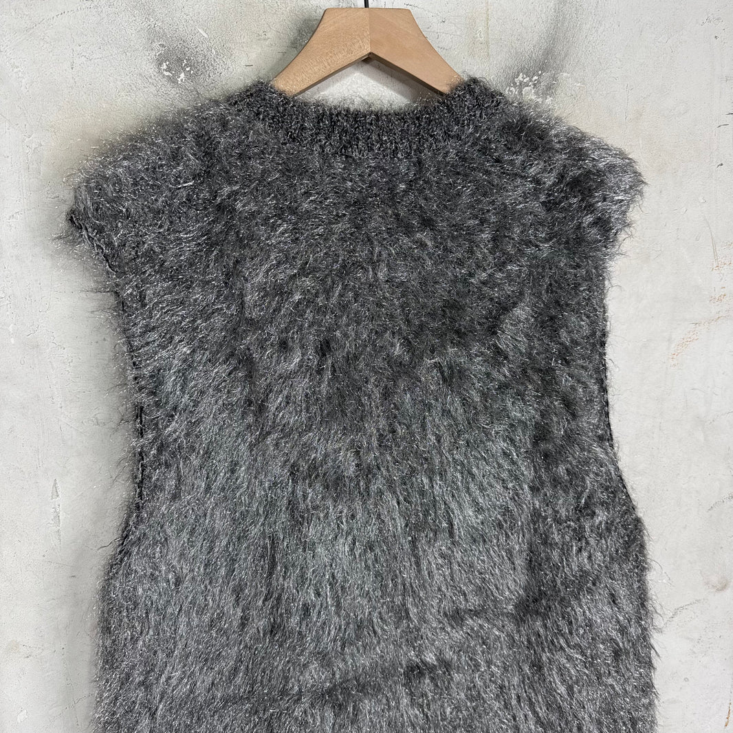 CDG Homme Plus Fuzzy Silver Sweater Vest