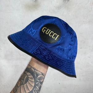 Gucci Blue Monogram Bucket Hat New