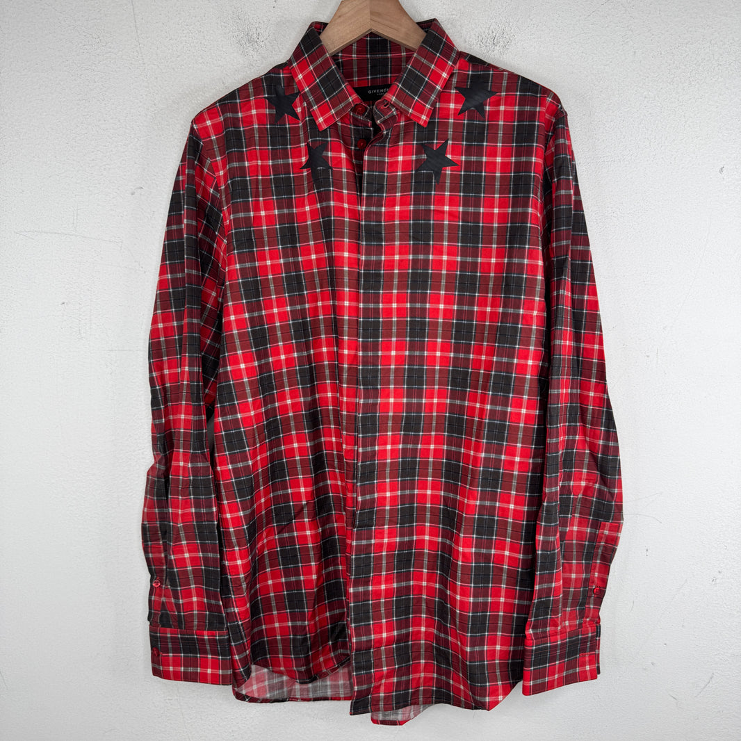Givenchy Star Neck Logo Button Up Flannel