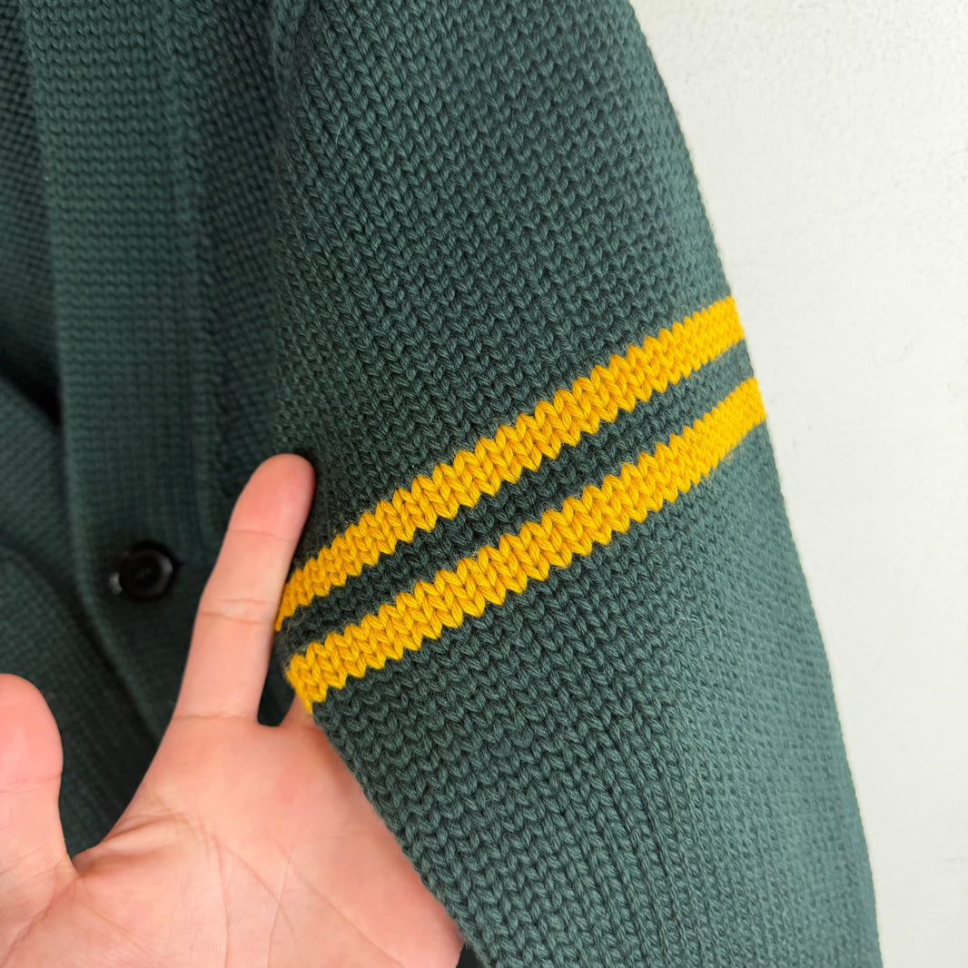 Prada Green Sleeve Stripe Knit Cardigan