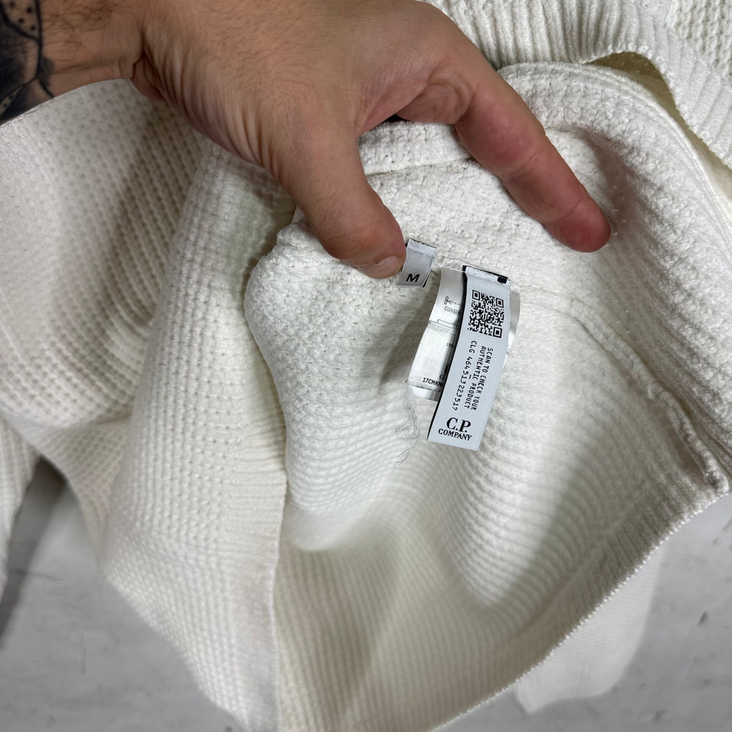 CP Company White Waffle Knitted Sweater