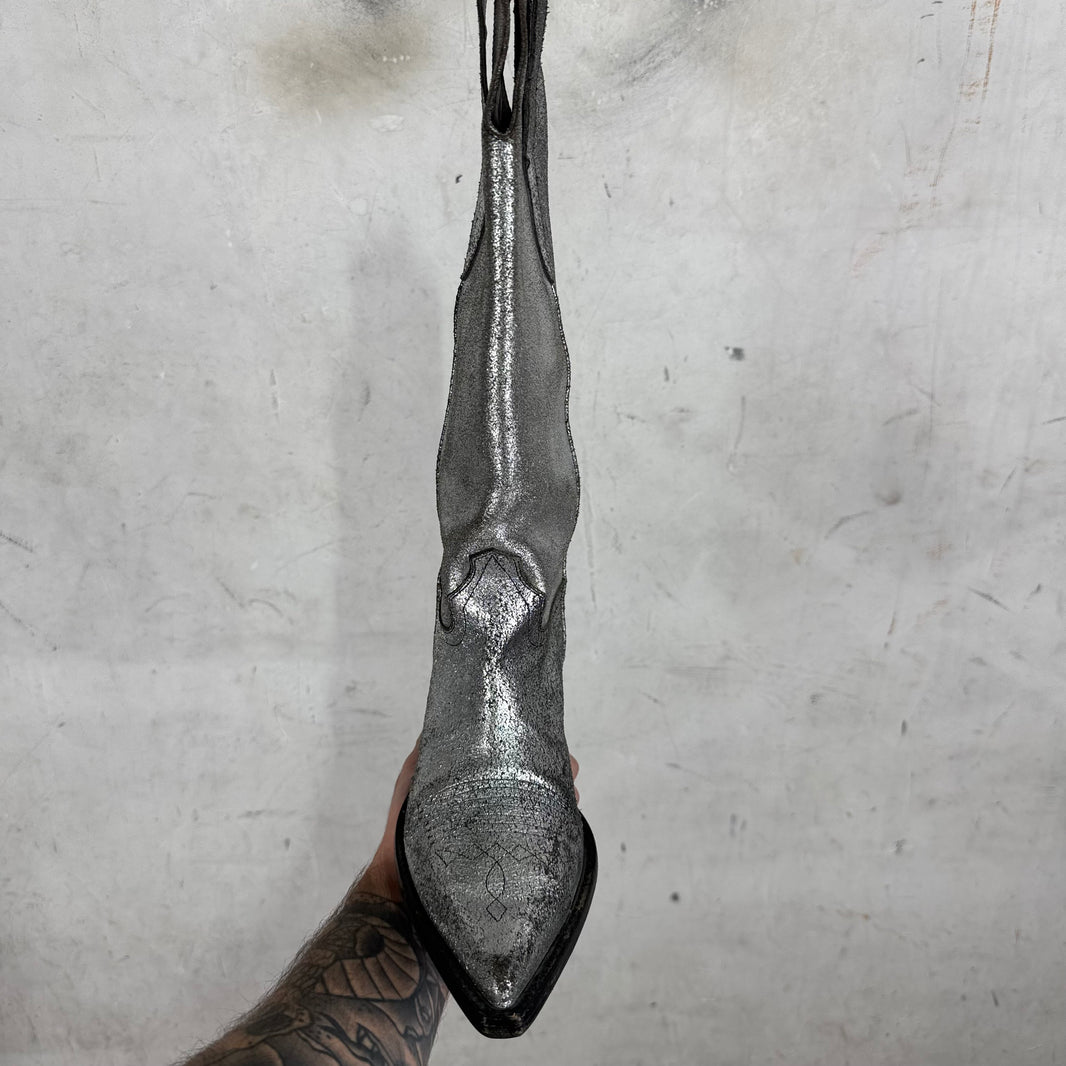 Margiela Cracked Silver Western Boots