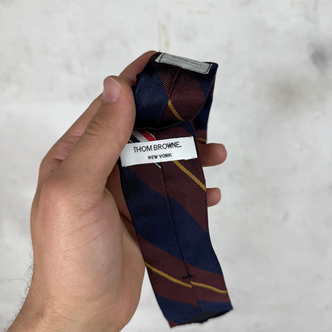 Thom Browne Navy/Maroon Striped Tie