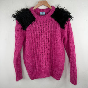 Prada Fur Shoulder Pink Knit Sweater