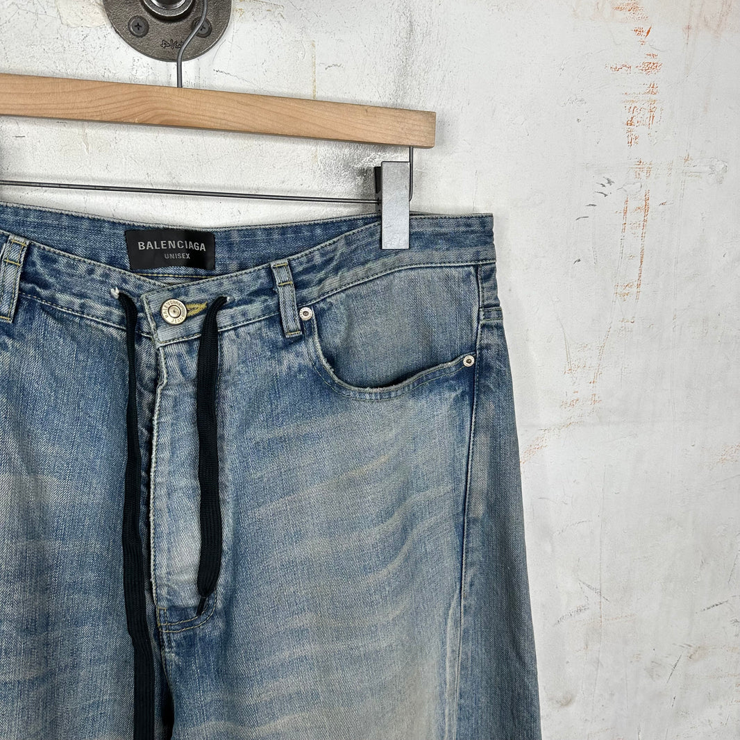 Balenciaga Oversized Blue Drawstring Jeans
