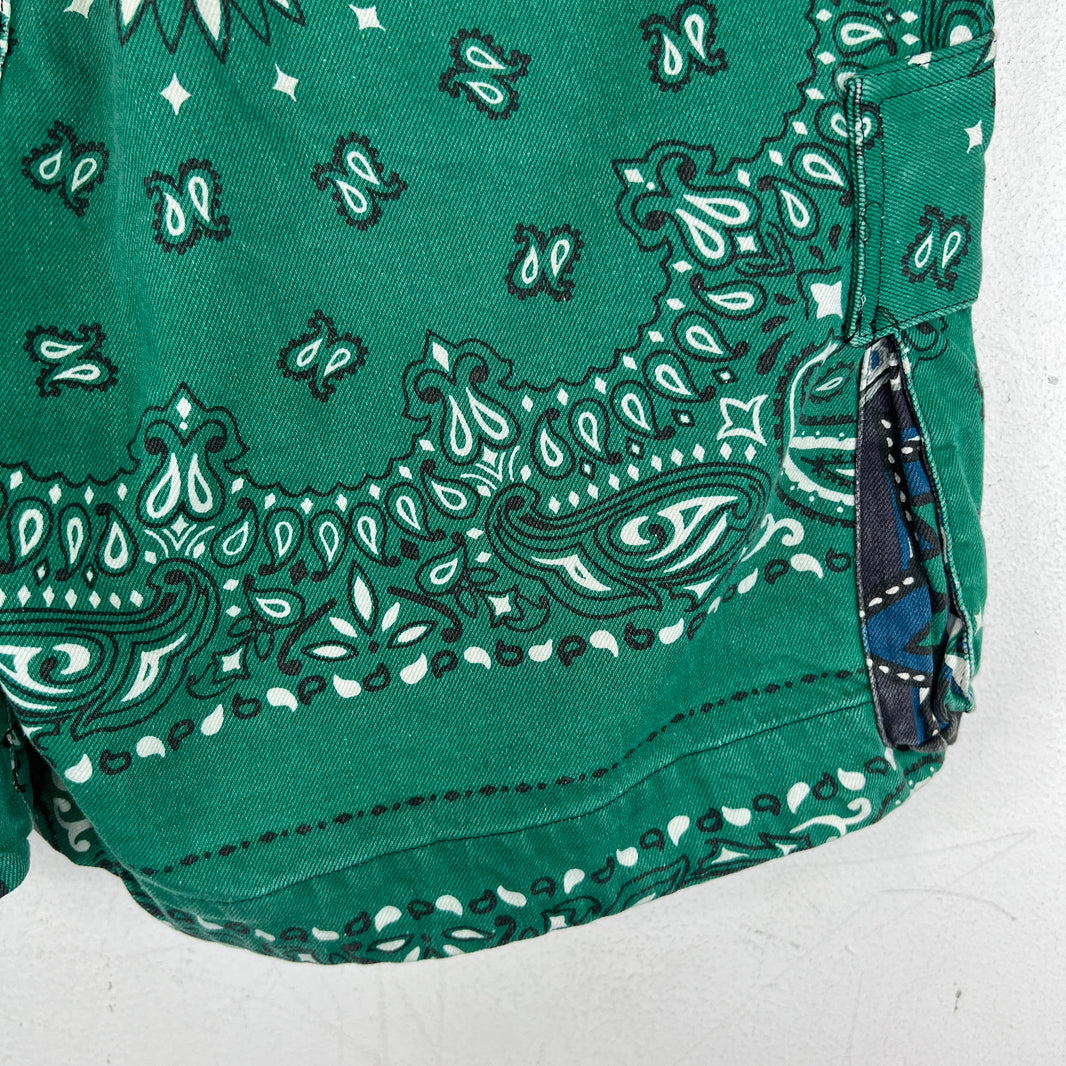 Sacai Green Paisley Belted Cargo Shorts