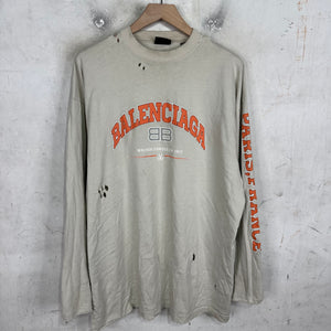Balenciaga Beige Maison Distressed LS T-Shirt