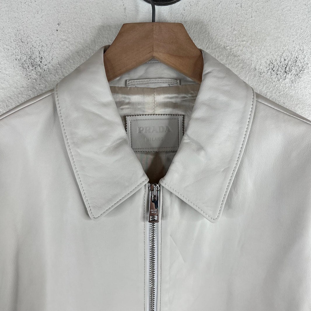 Prada White Nappa Lambskin Jacket