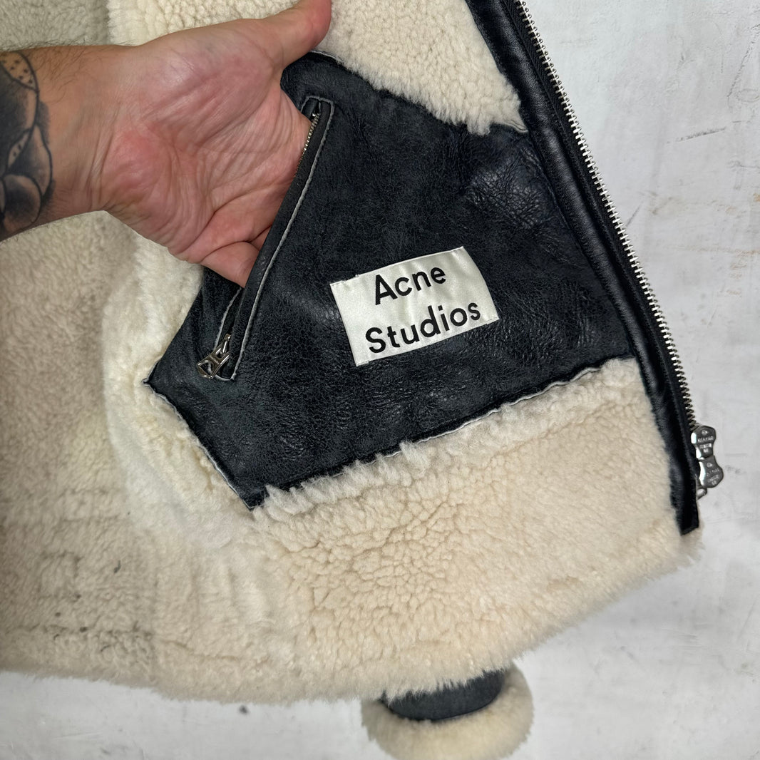 Acne Studios Blisterred Leather Shearling Pilot Jacket