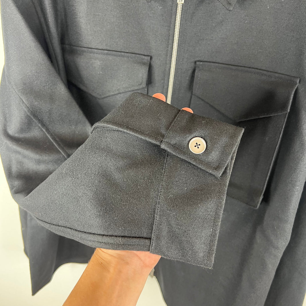 Jil Sander Black Wool Zip Up Overshirt